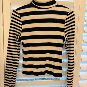 Madewell Black and White Striped Long Sleeve Top